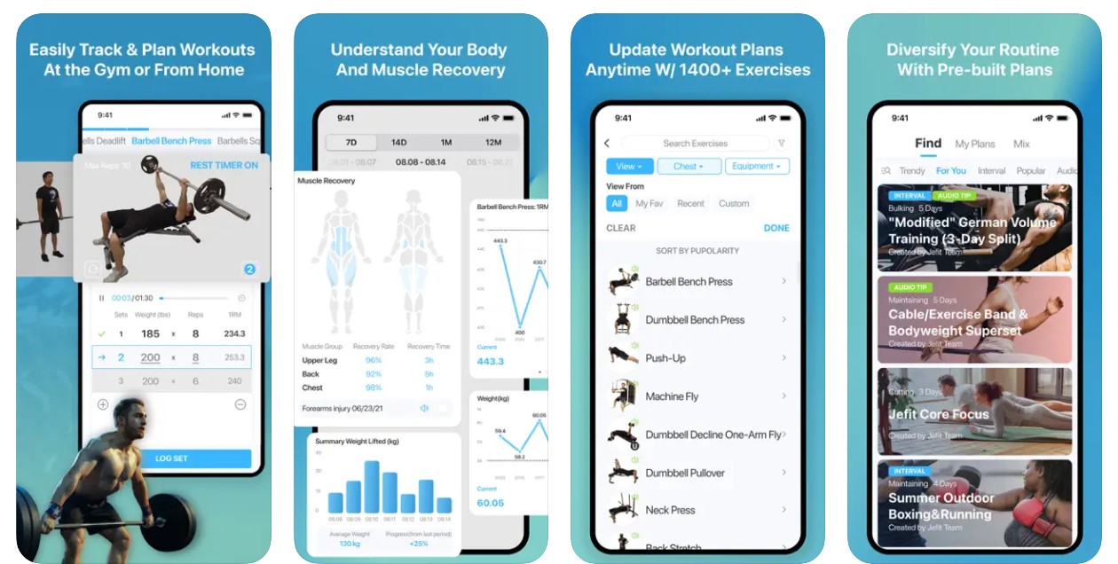 Jefit aplicació exercicis personalitzats