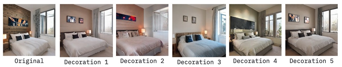 A partir d'una única fotografia, els algoritmes de StageInHome generen cinc propostes de decoració amb estils diferents