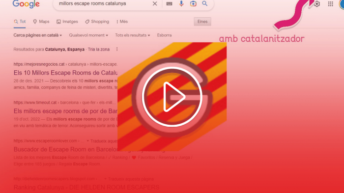 El Catalanitzador de Google, l’extensió que fa que Google prioritzi resultats en català