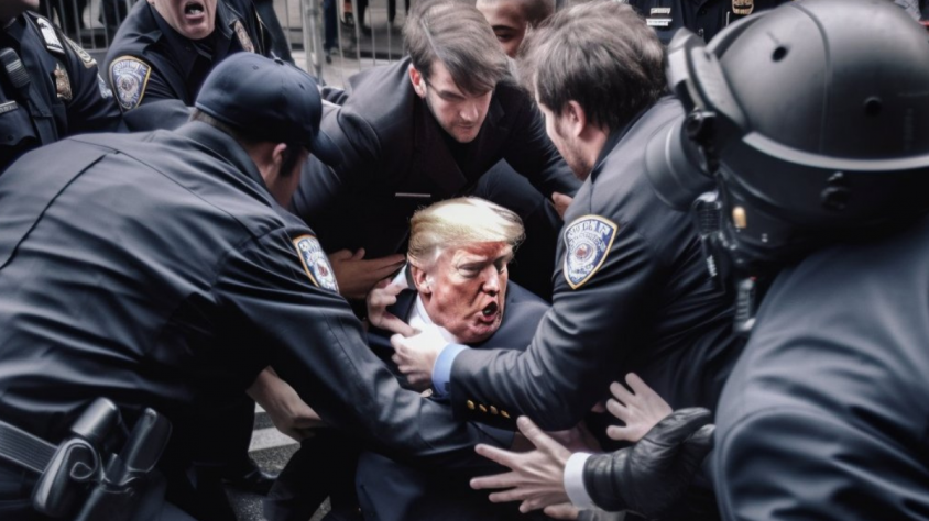 La detenció de l'expresident dels EUA, Donald Trump, és una escena que mai s'ha produït, però que alguns tuiters van generar gràcies a la IA