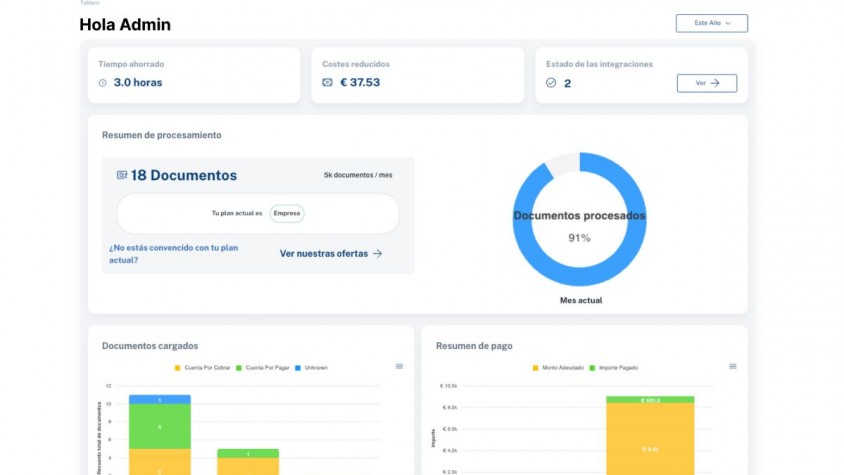La plataforma permet, entre d’altres, capturar documents a través del mateix portal, extreure intel·ligentment les dades o fer el seguiment dels comptes a cobrar